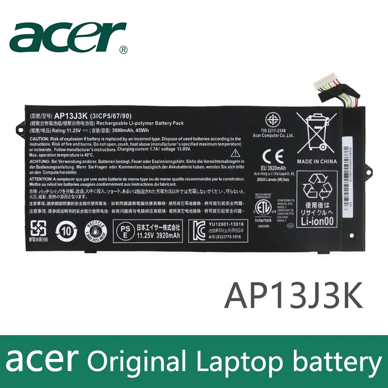 Original Laptop battery For acer Chromebook C720 C720P C740 C720-2844 C740-C5U9 ZU12029-13020 11.25V 45Wh AP13J3K AP13J4K | Компьютеры и
