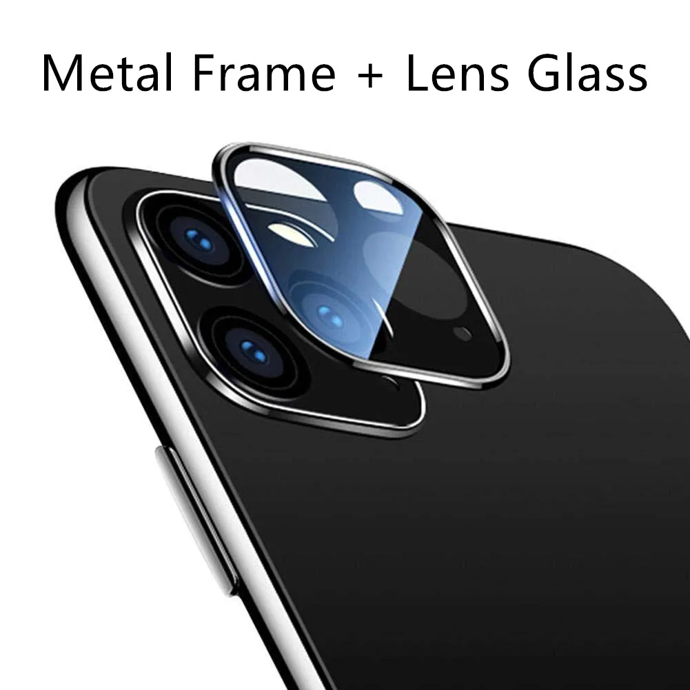 Металлическая оправа закаленное стекло Защита для экрана объектива для IPhone 11 Pro Max 11Pro Задняя крышка объектива телефона защита экрана Аксессуары для бампера - Цвет: glass and frame