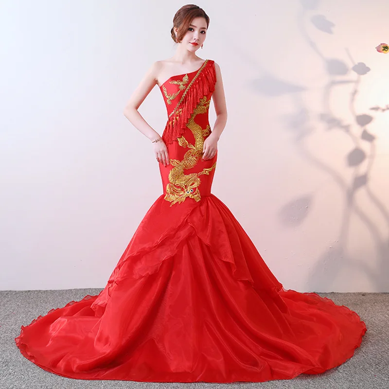 Red Een schouder Mermaid avondjurken Mouwloze Tiered Lace Prom Jurk Vestido de noche Robe de soiree longue Red Een schouder Mermaid avondjurken Mouwloze Tiered Lace Prom Jurk Vestido de noche Robe de soiree longue