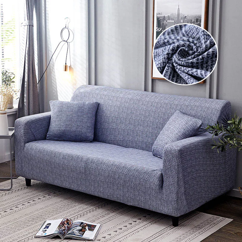 Растягивающийся чехол для дивана в форме L для гостиной, чехол для дивана, чехол для дивана, одноместный/двухместный, Трехместный, 1 шт - Цвет: Light Blue