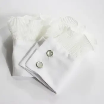 

1Pair Wrinkled Flare Fake Sleeve Soft Chiffon False Wrist Cuffs with Buttons