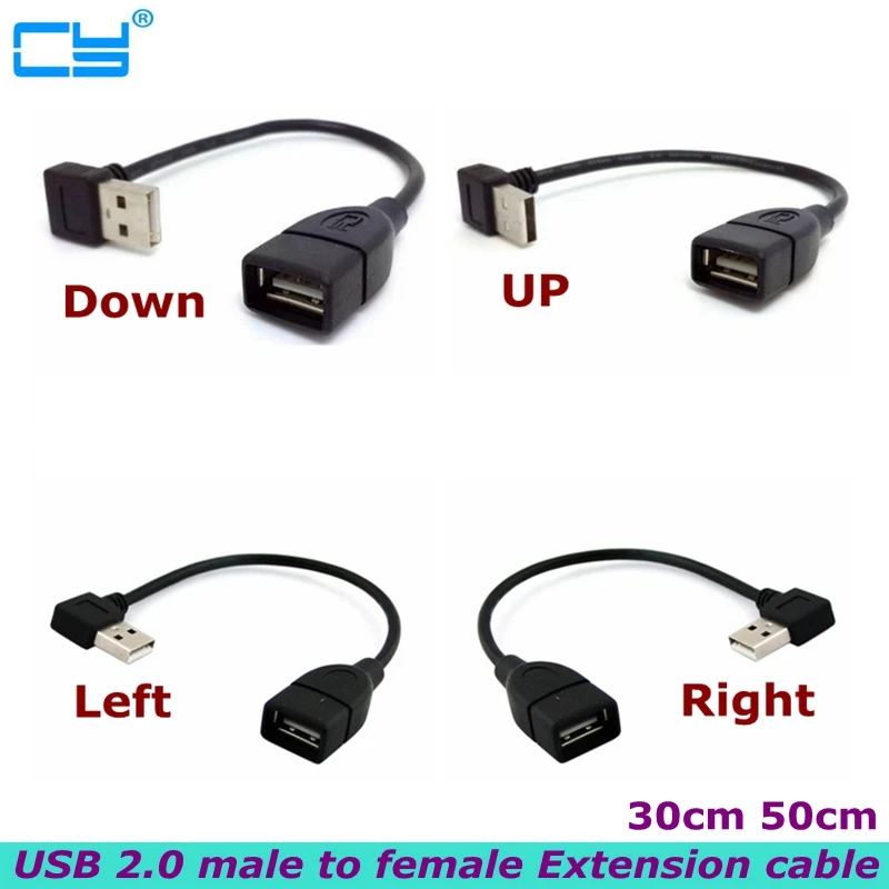 0.3m 0.5m 1m USB 2.0 A Male-to-Female 90-Point Extension Cable Used for Computer Mobile Phone Car Charging | Компьютеры и офис