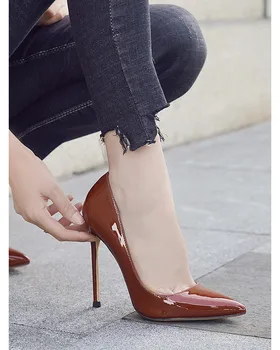 

Worry Girl WUYOUNVStiletto High Heel Patent Leather Pointed Toe Shoes Pump Burgundy Black Grey Women's Shoes