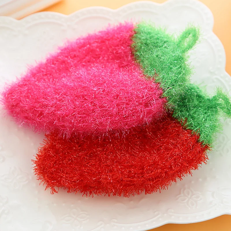 Cute Strawberry Bowl Pan Dish Sponge Fruit Scouring Dish Cloth Home Kitchen Cleaning Tool Soft Non-scratch Scrubber Towel kitchen towel cleaning cloth dish cleaning cloth dish cloth towel cleaning cloth microfiber dish cloth scrub pads cleaning sponges