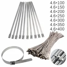 

10Pcs Stainless Tie Self Locking Cable Tie Multi Purpose Steel Cable Tie Multi Purpose Fixed Cable Tie 4.6x100/400MM