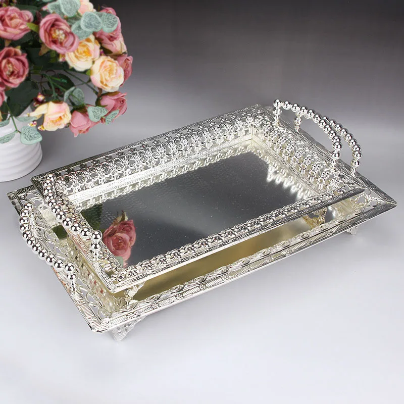 1pcs European Retro Palace Style Fruit Snack Plate Craft Wedding Gift Home Party shop hotel Decorations - Цвет: Silver