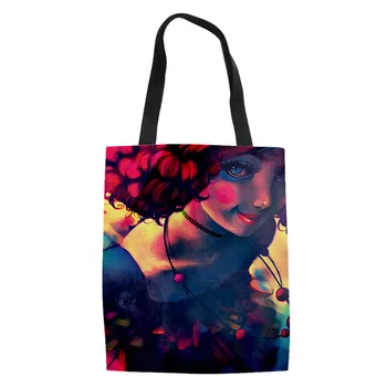 

Shopping Bags For Women Black Art African Girls Printing Large Shoulder Bags Ladies Canvas Tote Bag Teen Girls Book Bags