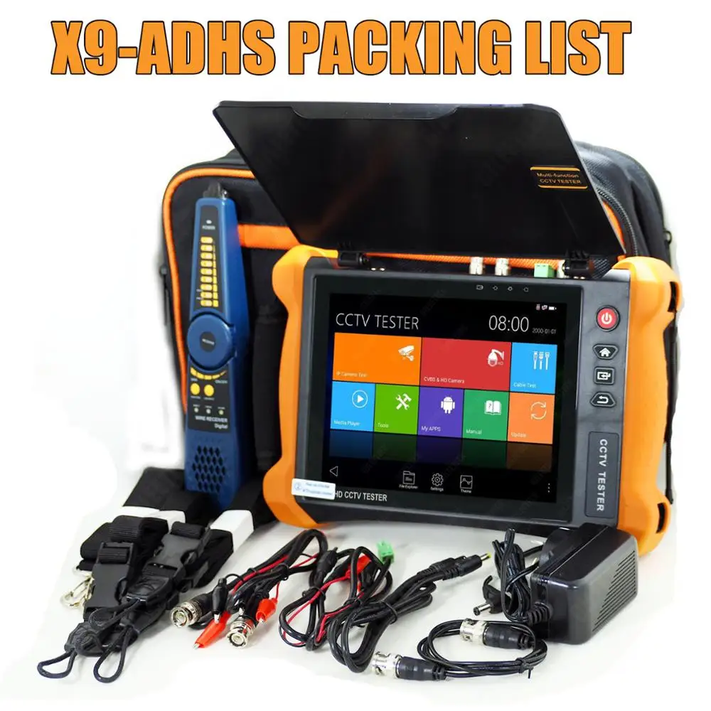 IP камера X9ADHS тестер POE 8MP TVI CVI 5MP AHD SDI CVBS CCTV монитор 8 дюймов сенсорный экран 2K H.265