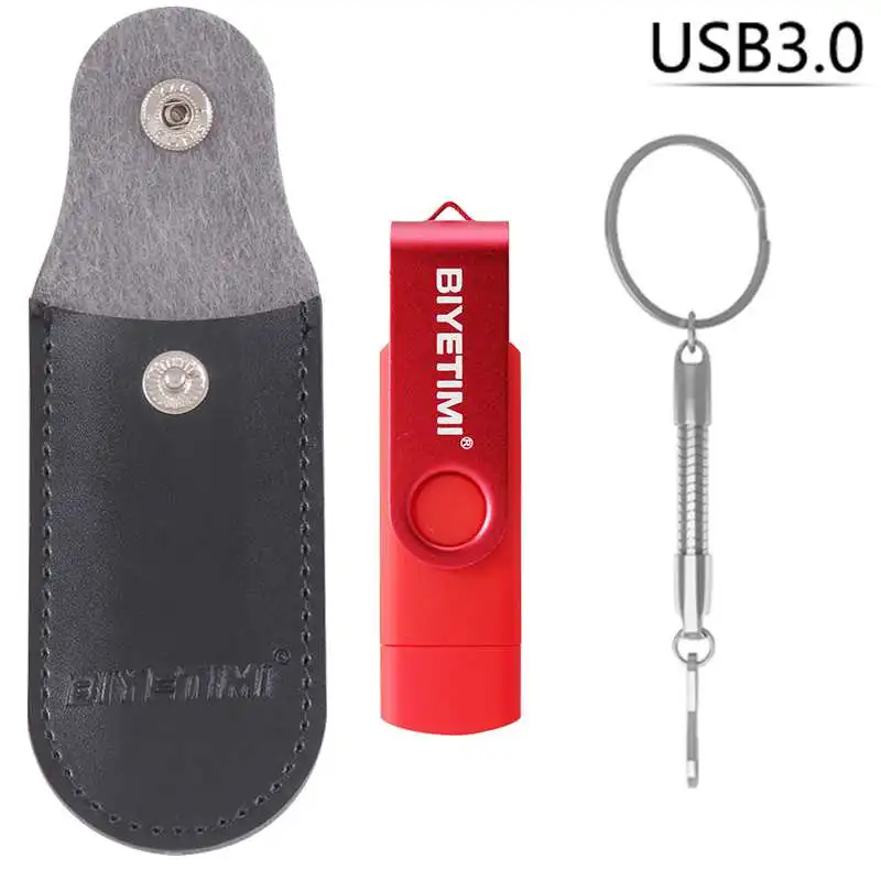 Biyetimi usb type-c 3,0 флеш-накопитель для телефона и компьютера 32 Гб 64 Гб 128 ГБ 256 ГБ реальная емкость флеш-накопитель Флешка usb - Цвет: Красный