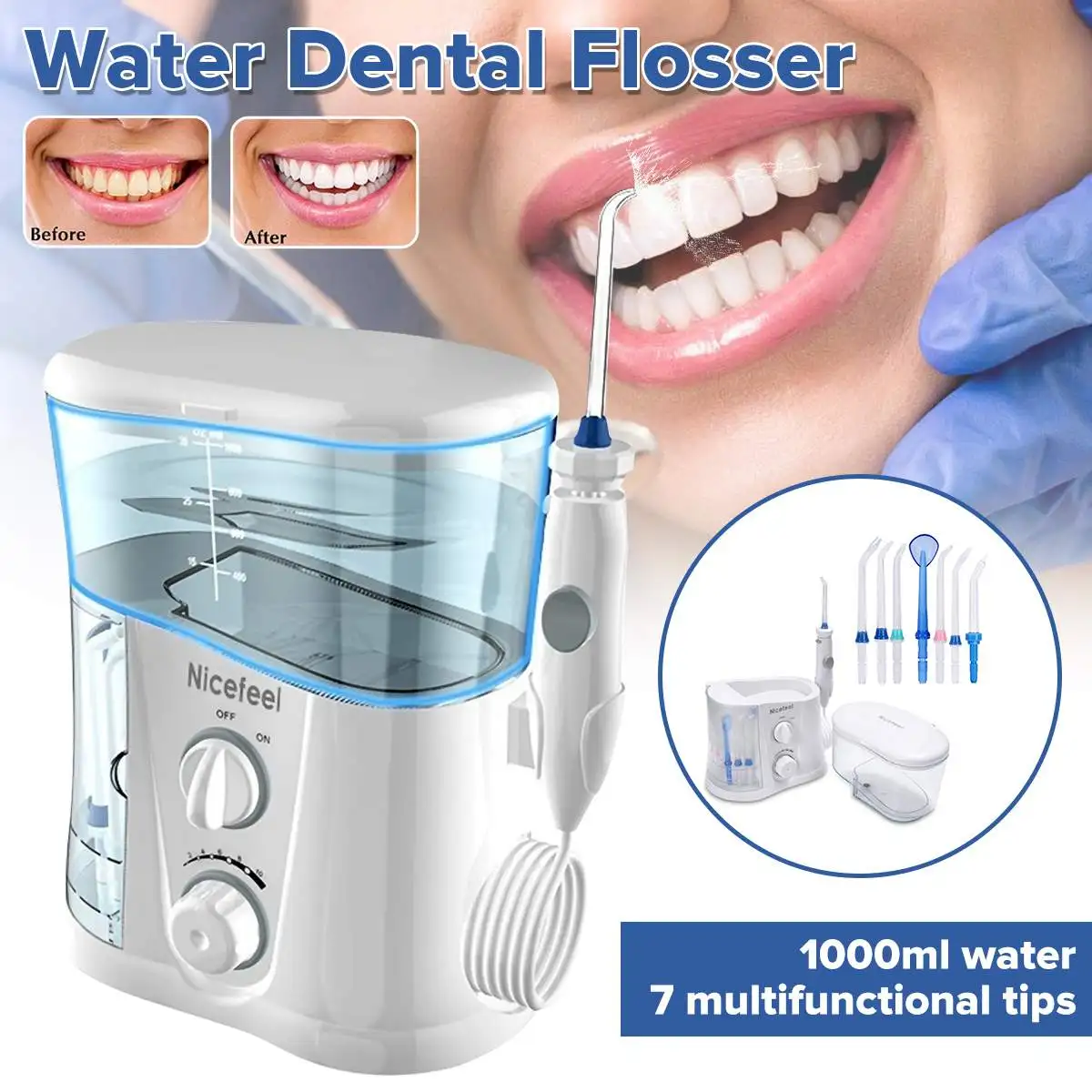 

Nicefeel 1000ML Water Dental Flosser Electric Oral Irrigator Care Dental Flosser Water Toothbrush Dental SPA with 7pcs Tips