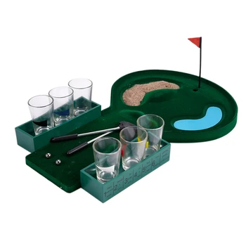 

Golf Drinking Game Party Board Games Bar Fun Golf Board with 6 Glasses Novelty Toy for Drink