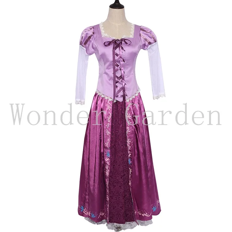 

New Female Adult Lady Women Tangled Princess Purple Dress with Cape Halloween Costume