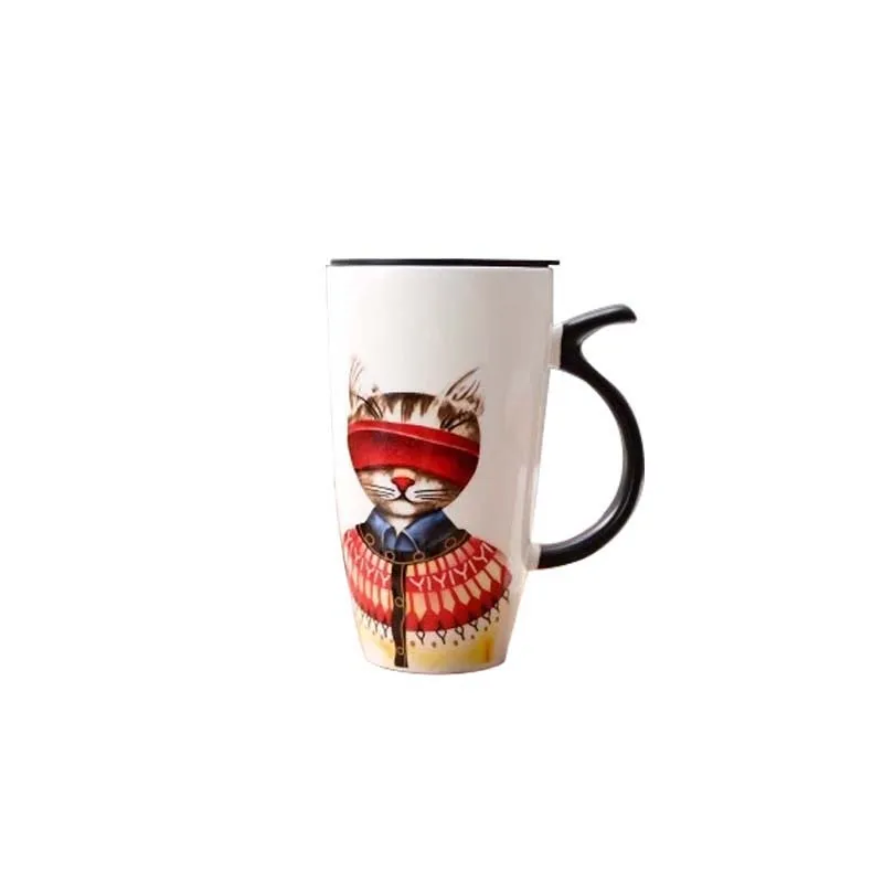 Мультяшная керамическая кофейная кружка, фарфоровая чашка для сока, чашка для кофе, молока, чая - Цвет: A