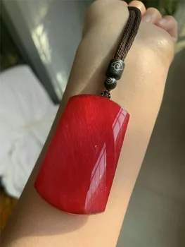 

Brazil Natural Red Rutilated Quartz Gems Crystal Rectangle Crystal Bead Women Men Pendant Necklace AAAAA 54*33*12mm