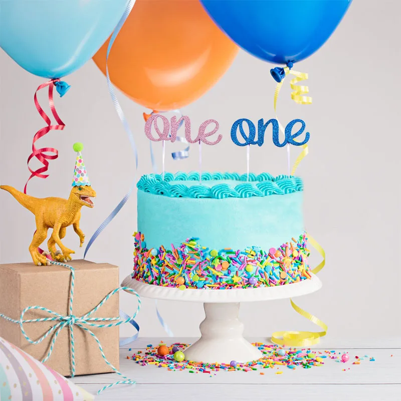 Детский первый день рождения украшения фоторамка баннер один год Bnuting гирлянда 1st торт Топпер детские праздничные принадлежности розовый синий