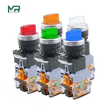LA38-11XD/2 Rotary push button switch with ligh 22MM 2 position 3 position latching LED knob switches Multicolor optional ac09 01j rotary switches band switch cnc panel knob switch