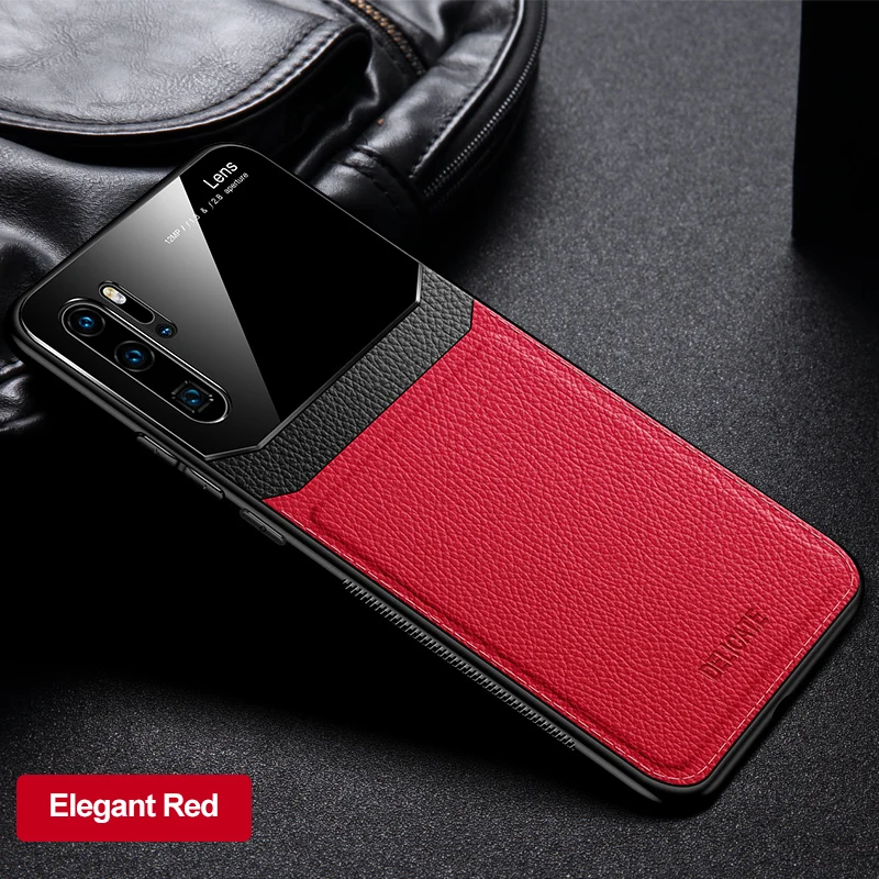 Красный Чехол для телефона для huawei P30 Pro, чехол, модный органический Поликарбонат, зернистая кожа, с узором, Fundas для huawei P30 P20 Pro Lite, чехол - Цвет: Красный