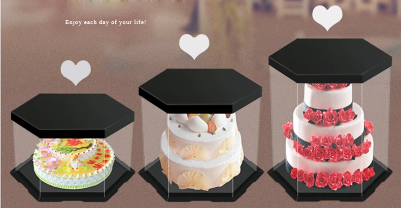 1,PET hexagon round Print transparent cake box,butterfly,Clear,681012 inch,exhibition,Storage,packaing,plastic,Holiday supplies,Birthday Cake,Party,wedding,gift,Flower,  (12)