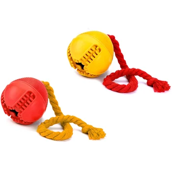 

Dog Jolly Ball ,Ball Rubber Chewing Interactive Dog Toy Super Tough Tooth Cleaning Training Ball with Rope