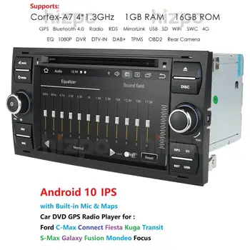 

7'' Android 10 HD Touch screen Car Navigation Player For Ford Focus/Kuga/Momdeo/Connect DVD Stereo with Mirrorlink BL Handsfree