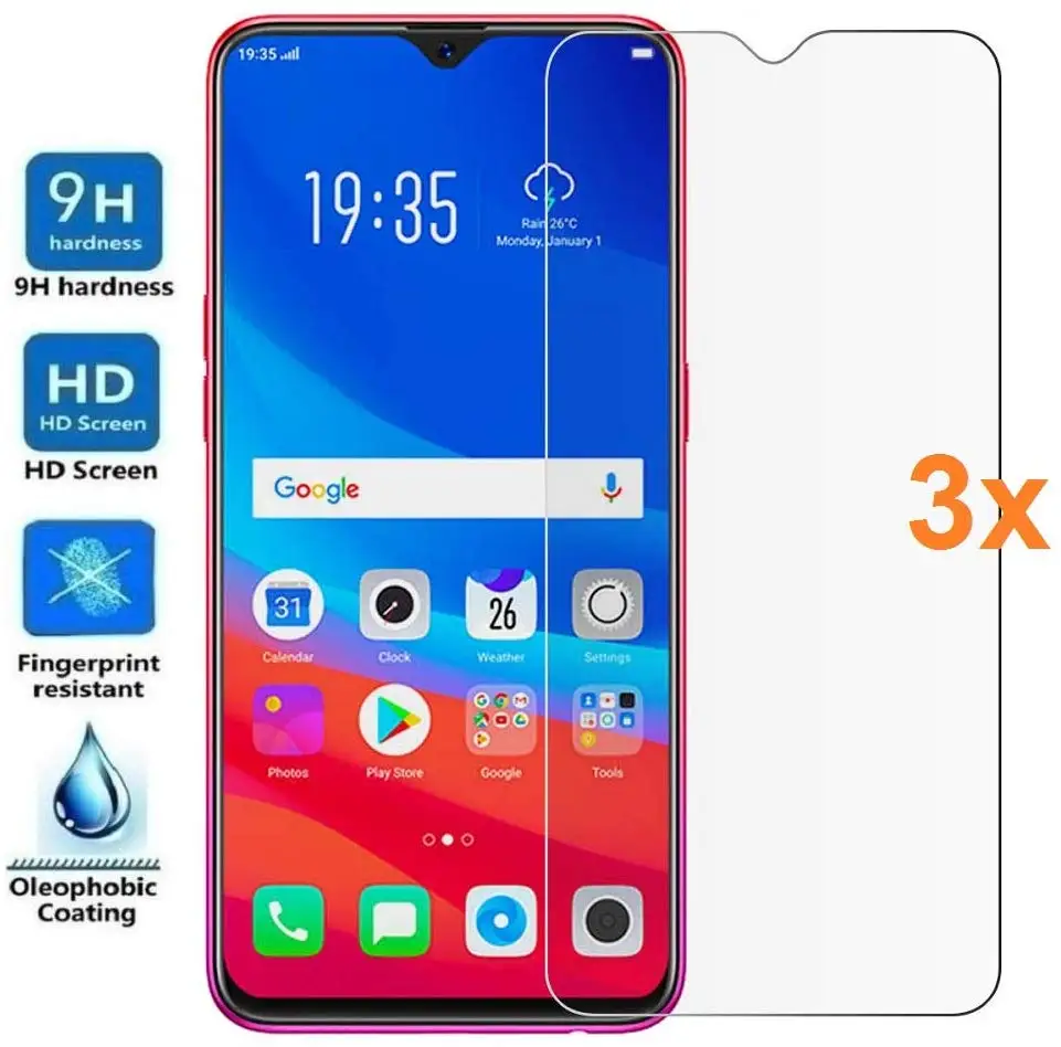 3 шт. закаленное стекло для Oppo Realme X Lite Pro C2 защита экрана X2 Защитная стеклянная