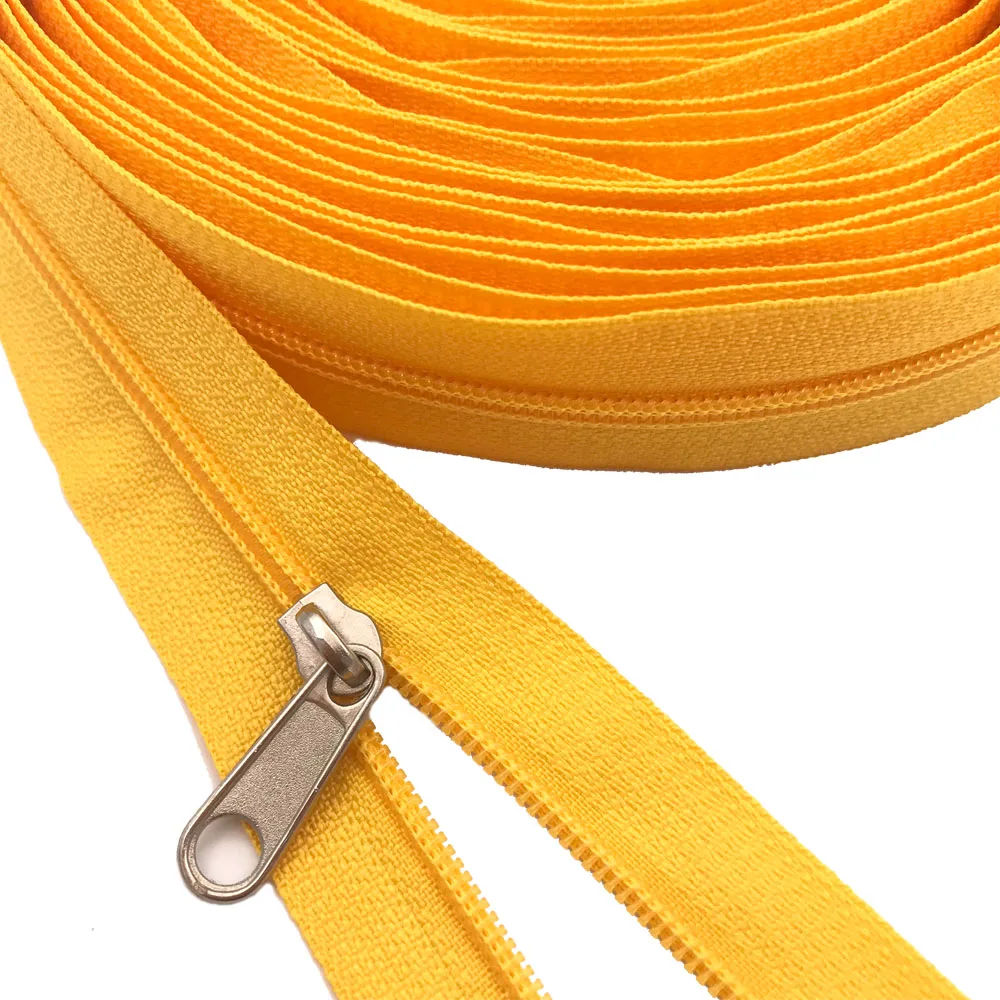 

Yard Zipper Nylon Coil Zippers with Zipper Sliders Yellow Separating Zipper Wholesale For DIY home Craft Sewing Garment Accessories