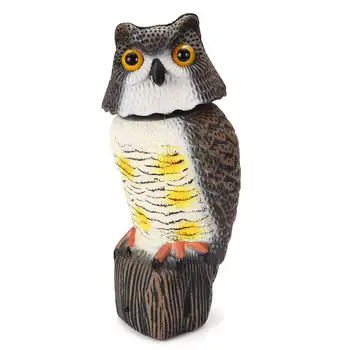 

Fake Owl Decoy 360° Rotating Sound Type Decoy Bird Repellent Pest Repellent Control Scare Crow Garden Yard Realistic Bird Decor