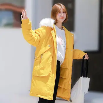 

2019 Women Winter Jacket Loose Casual Hooded Parka Coats Female Cotton Padded Lining Parkas Long Warm Abrigos Mujer Invierno T16