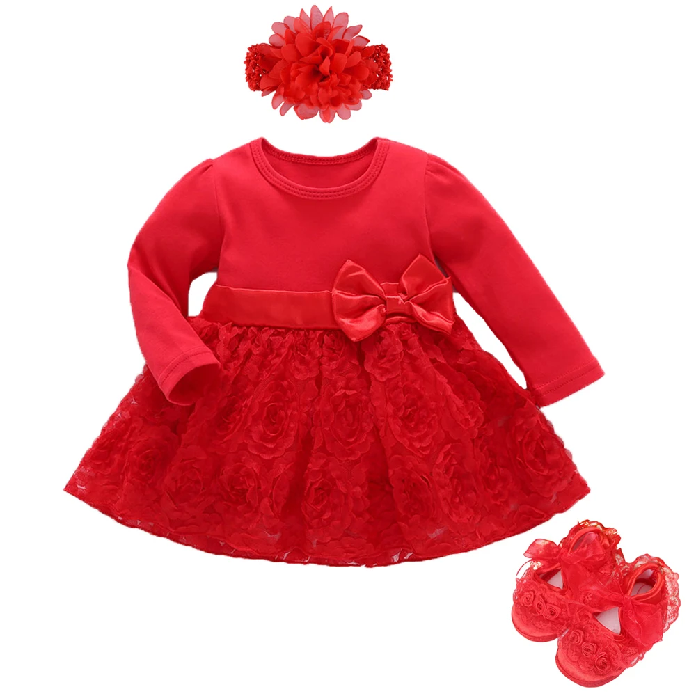 baby frock with headband and shoes