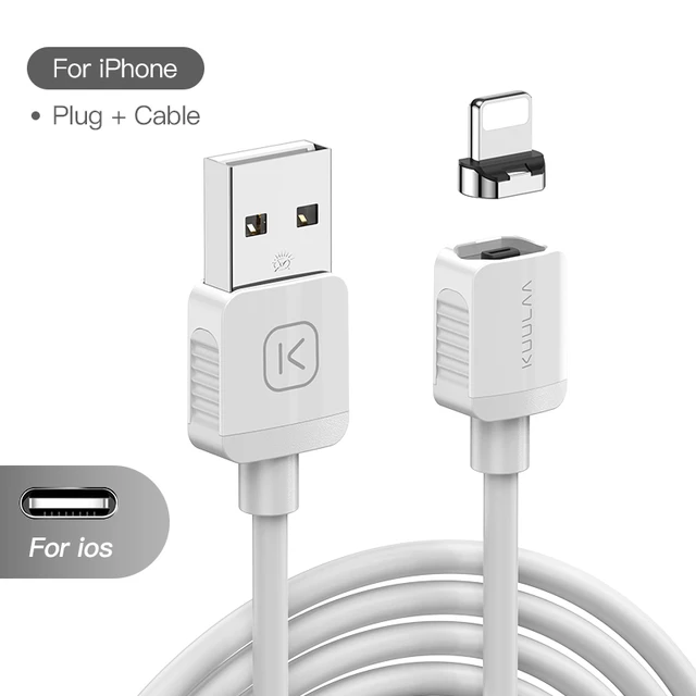 KUULAA Magnetic Cable USB Type C Cord Micro USB C Cable For iPhone Xiaomi Samsung Magnet Phone Charging Cord USBC Wire White For iPhone
