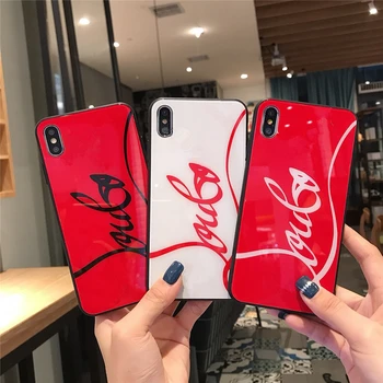 

France fashion Luxury Red Glass Phone Case For iphone 11 pro max x xs xr 7 8 plus 6 6s glass back phone cover Coque
