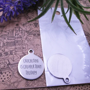 

10pcs--"Crocheting is cheaper than therapy"stainless steel charms 5 styles for choosing DIY Charms for necklace bracelets