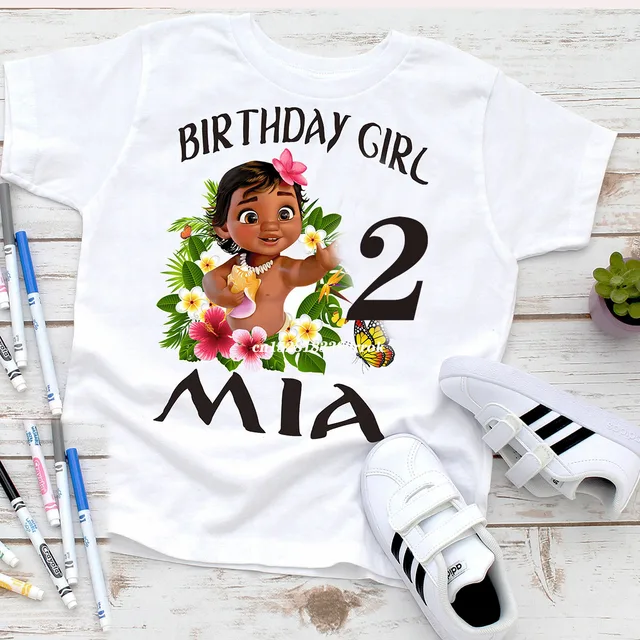 Camiseta personalizada con nombre para niñas, camisas de cumpleaños para niños, dibujos animados, Océano, Romance, camiseta manga corta para niños C028|Camisetas| - AliExpress
