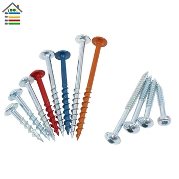 

50pcs/100pcs Pocket Hole Screws 25-63mm Coarse Fine Thread Self Tapping Screw #2 Square Drive Screw for Pocket Hole Jig System
