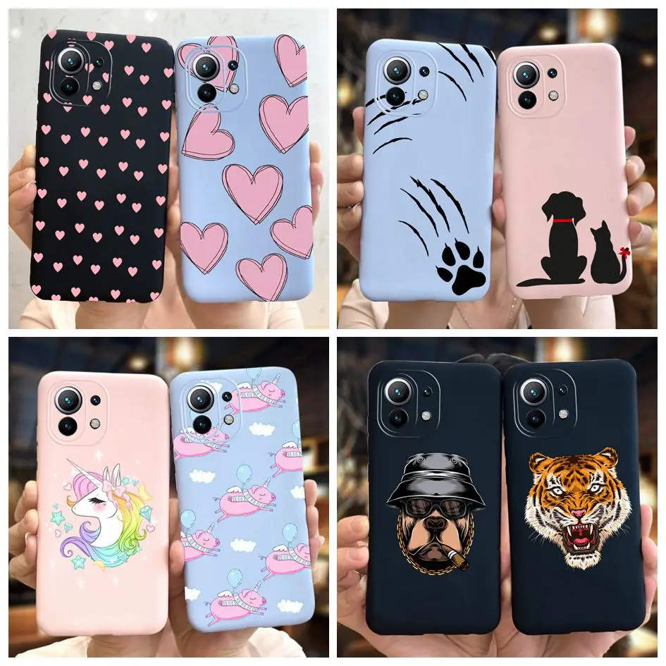 Для Xiaomi Mi 11 Lite рro Mi11 Ultra Slim Case любящее сердце с милым мультипликационным принтом