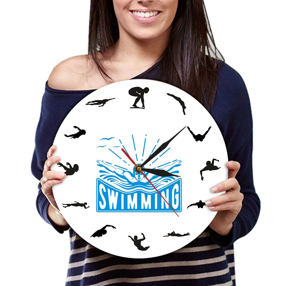 Swimming Sport Art Design Wall Clock Voyage Floating Underwater Diving Swim Coach Home Decor Wall Clock Unique Gift For Swimmer