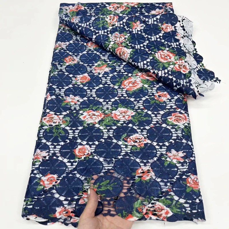 

Party Q 2021 High Quality Embroidery Guipure Water Swiss African Milk Silk Cord Soluble Print Lace Fabric For Dress