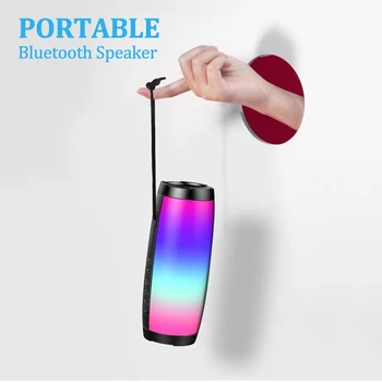 

Portable Bluetooth Speaker LED Wireless Speakers 10W 3D Stereo Music Surround Subwoofer Support FM TF Card Outdoor Loudspeaker