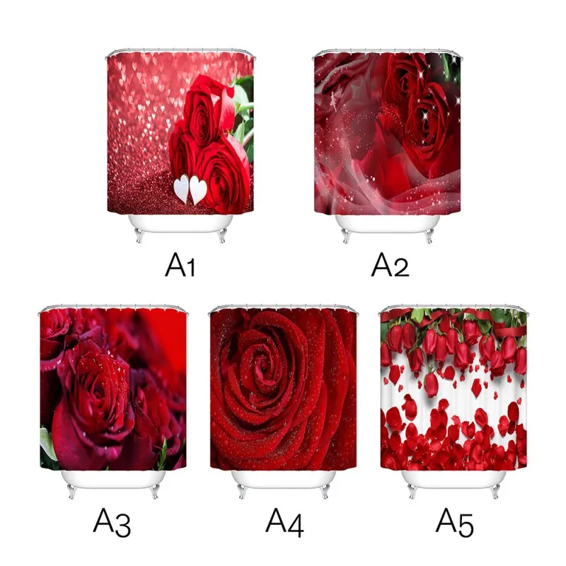 

Personalized Romantic Rose Waterproof Shower Curtain 180*180cm/71*71in Style