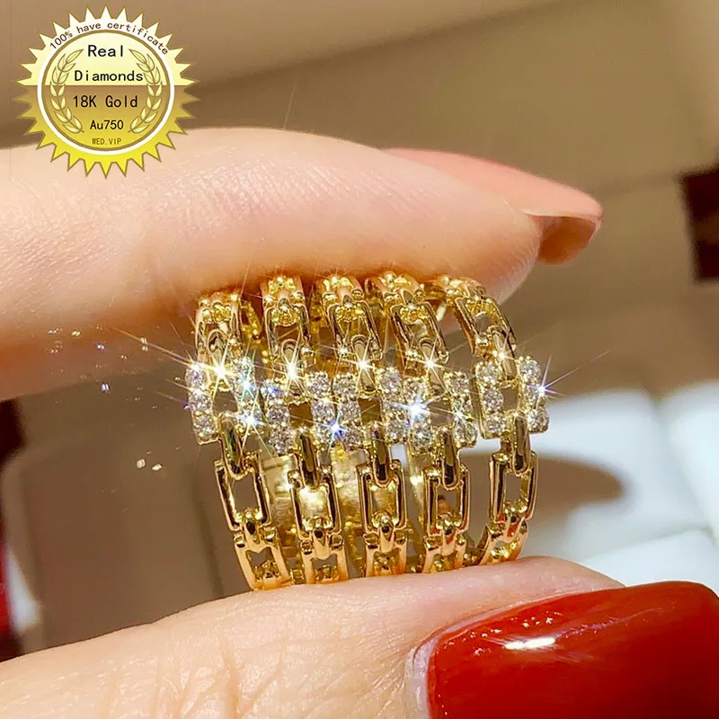 18k gold diamond ring Engagement&Wedding Natural Real Diamond Ring Jewellery have certificate 003