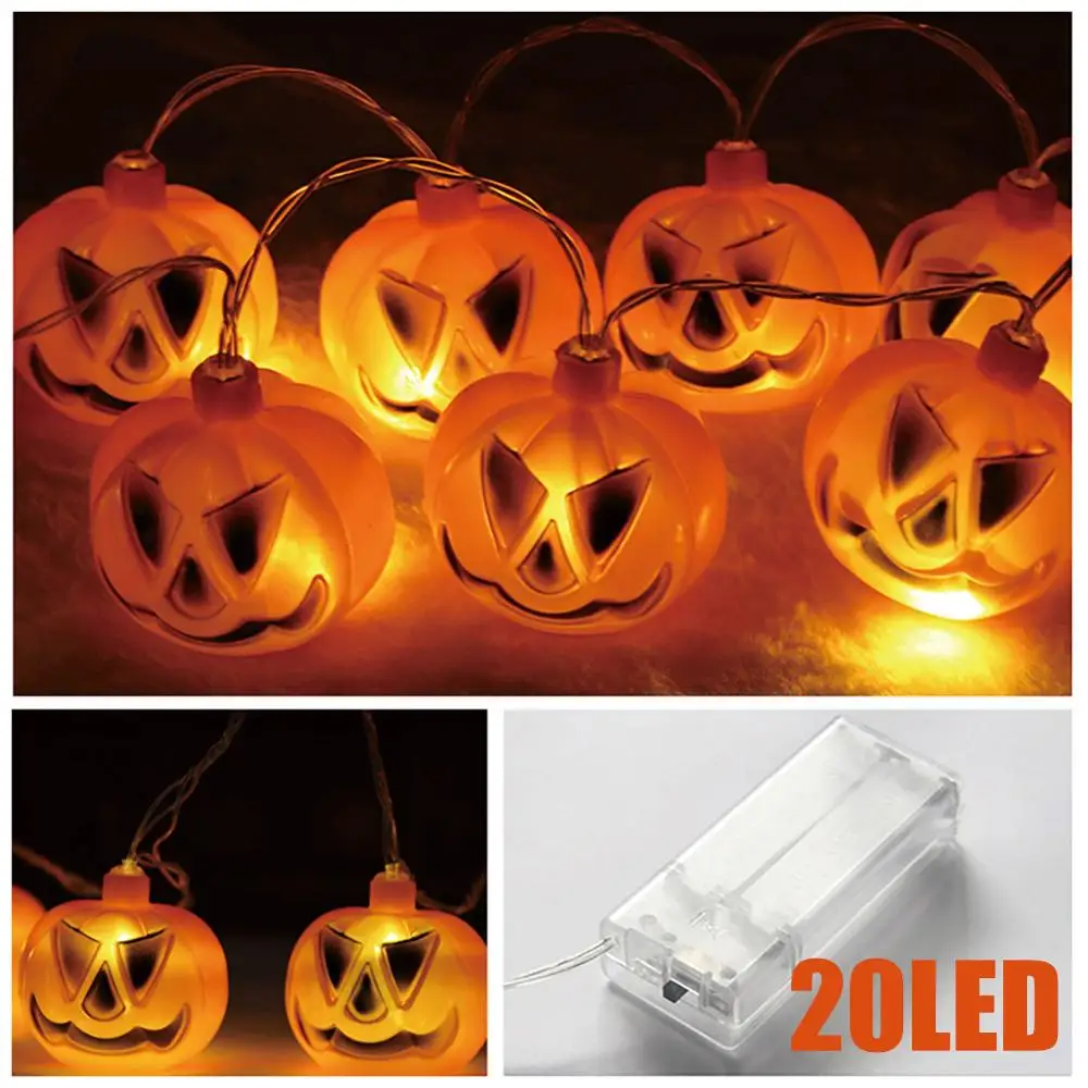 10LED/20LED Pumkin Light String на батарейках Хэллоуин домашний наружный декоративный свет огни для праздничной вечеринки - Испускаемый цвет: 20LED