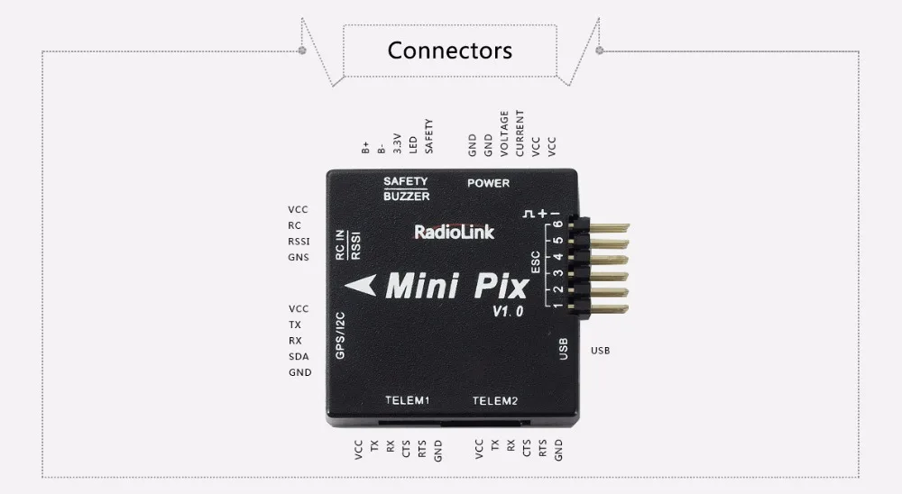 Radiolink Mini PIX PIXHAWK M8N gps контроль полета Вибрация Демпфирование программным обеспечением Attitude удержание для RC гоночный Дрон Мультикоптер