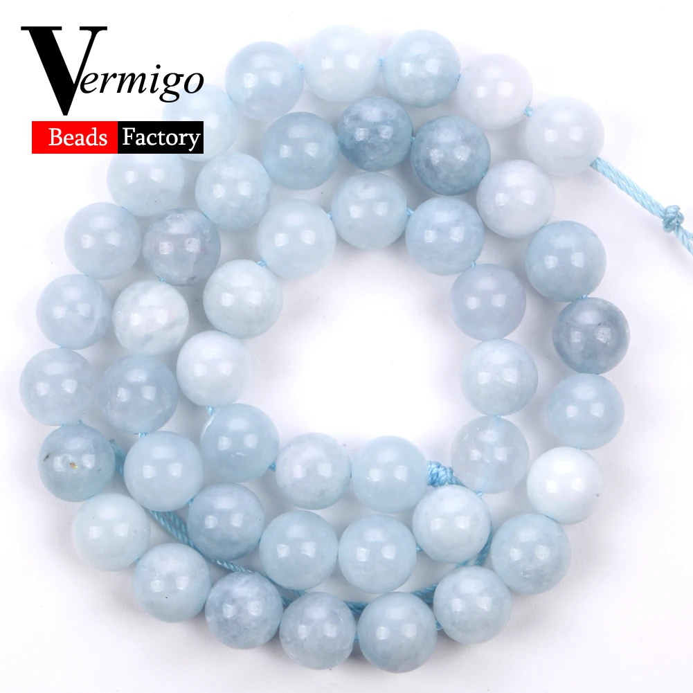 4-10mm 천연석 아쿠아 마린 인회석 오팔 전기석 옥 라운드 비즈 쥬얼리 만들기 용품 DIY 팔찌 액세서리