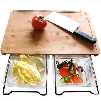 

Multi-function Cutting Board With Shelf Storage Box Bamboo Cutting Board 5 Draws Can Be Used As Prepar Dishes or for Storage