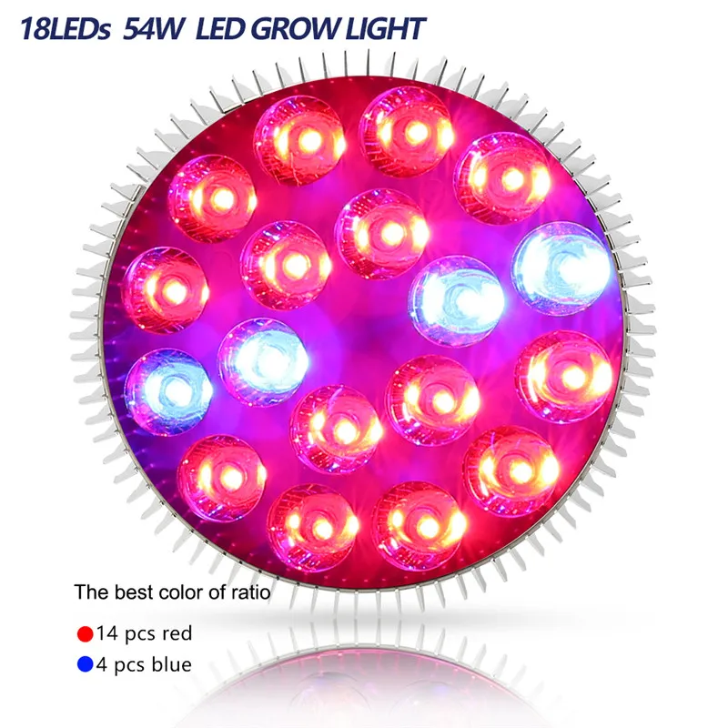 54 W светодиодный светать 14 красный + 4 синий светодиодный лампочки для внутреннего роста растений семена цветов аквариум теплица