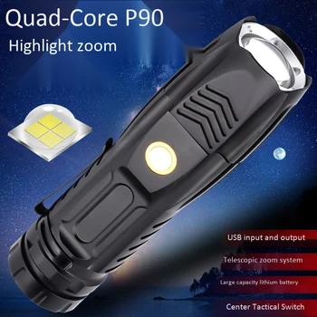 

2000LM P90 Flashlight LED USB Rechargeable Adjustable Focus Torch Hand Lamp
