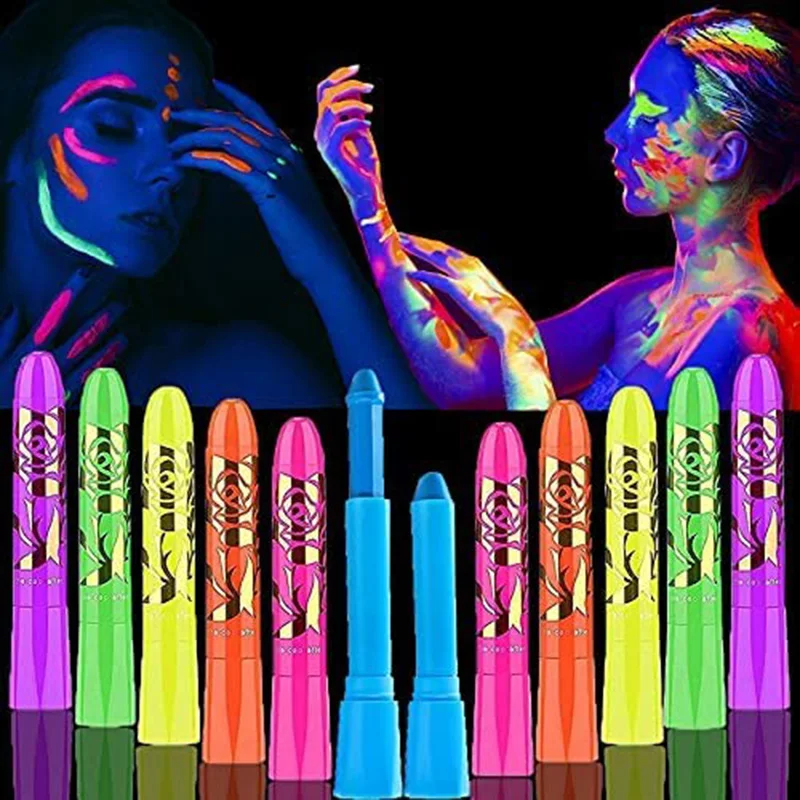 Uv Black Light Glow In The Dark Face Body Paint Crayons Non Toxic