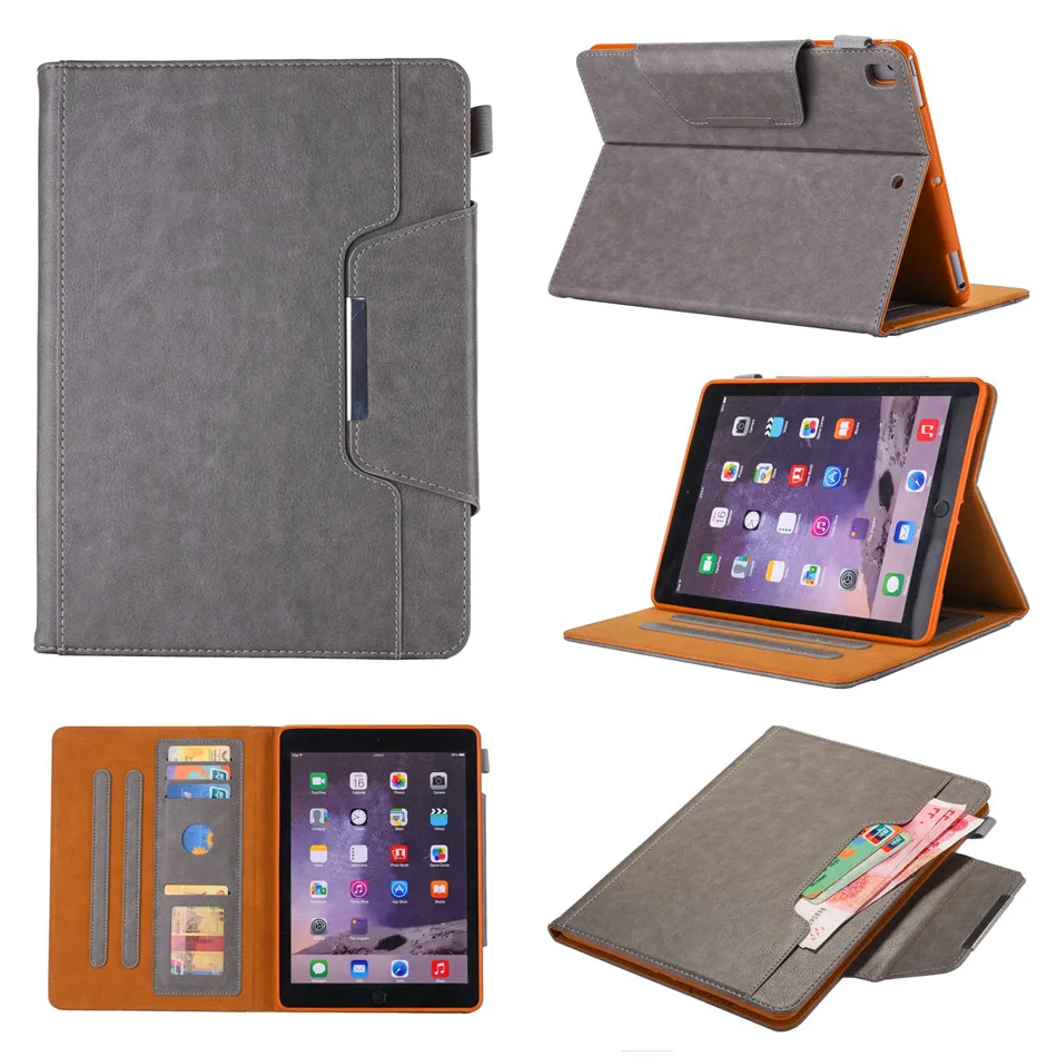 Чехол для iPad 10,2 7th gen A2200 A2197 iPad Pro Air 3 10,5 Funda для планшета из искусственной кожи с откидной крышкой и подставкой, чехол+ слот для карт+ пленка+ ручка - Цвет: Серый