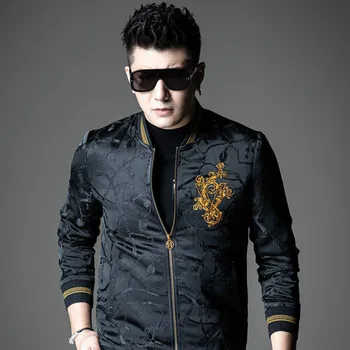 

2020 Autumn Trend New Jacquard Embroidered Badge V-shirt Round Neck Slim Jacket Jacket Men
