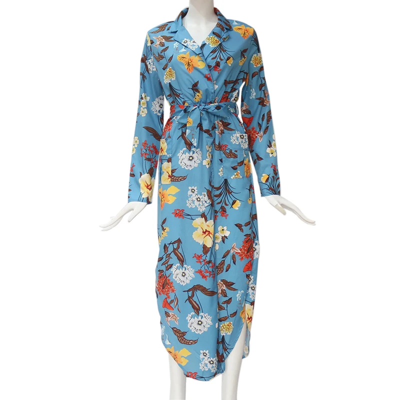 Style A-02 Пикантное Длинное Платье женское пляжное шифоновое платье с длинным рукавом и принтом, повседневное Элегантное летнее вечернее платье с оборками - Color: Style A-02